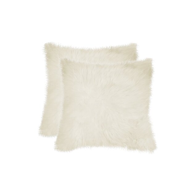 Natural Home Decor New Zealand Sheepskin Pillow | 2-Piece | Natural | 18"x18" - Picture 1 of 6